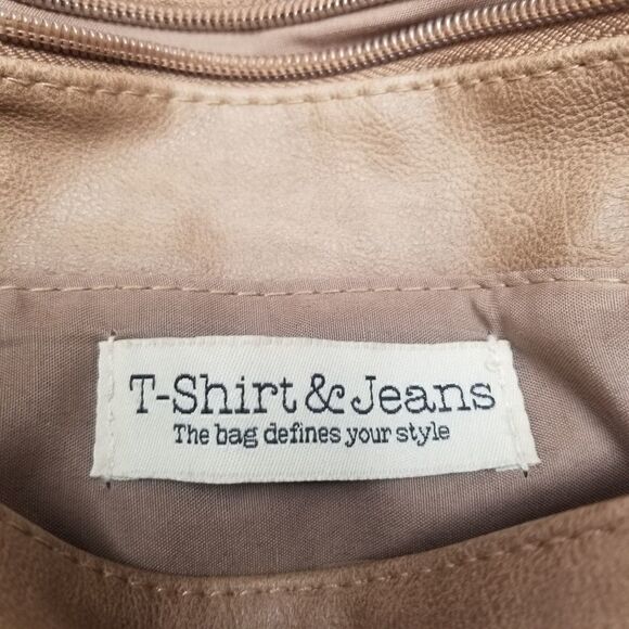 PU LEATHER. TAN CROSSBODY W/BIG BALL CHAIN. - Picture 4 of 10